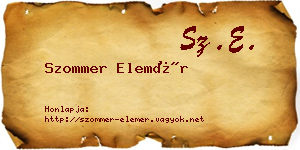 Szommer Elemér névjegykártya